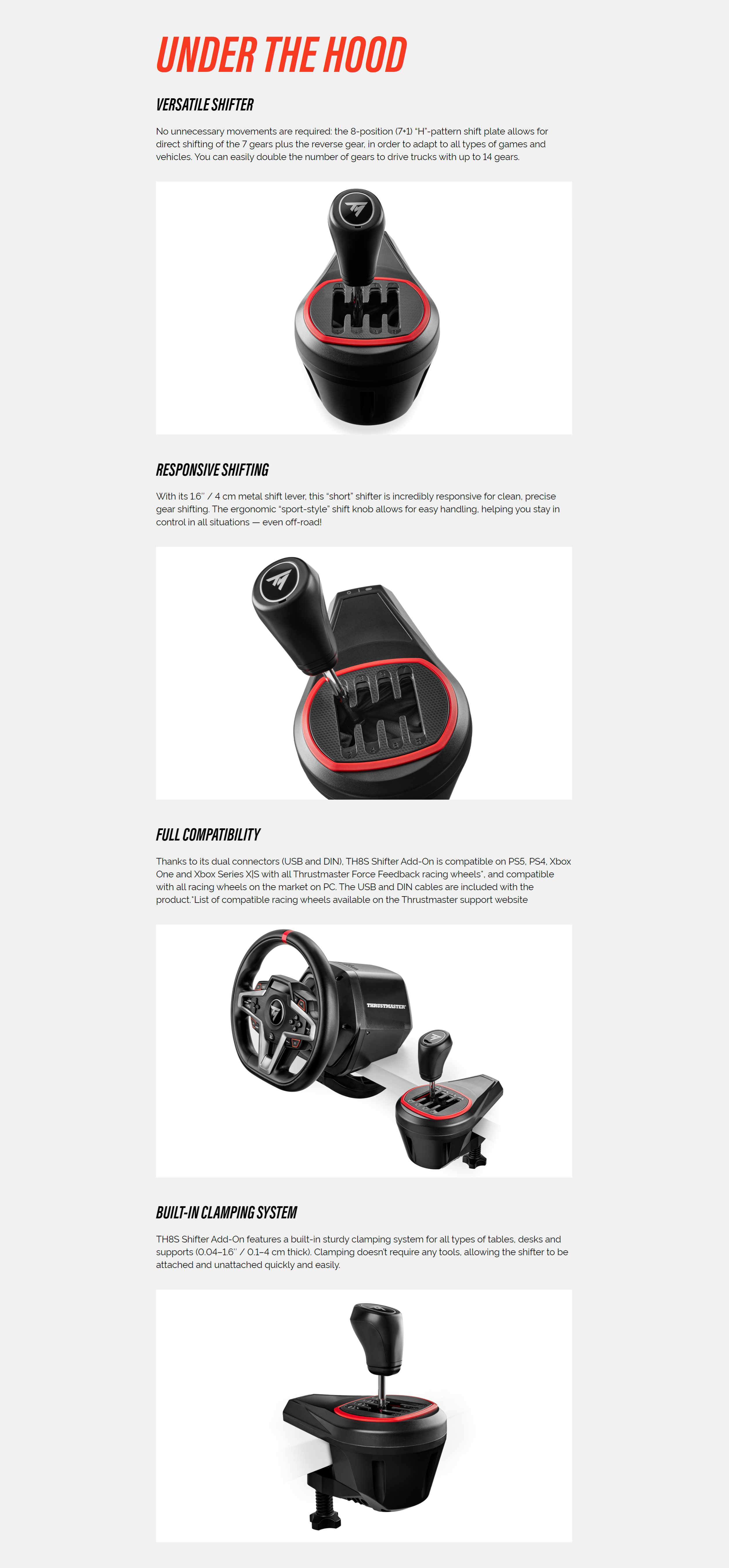 A large marketing image providing additional information about the product Thrustmaster TH8S - Shifter Add-On - Additional alt info not provided
